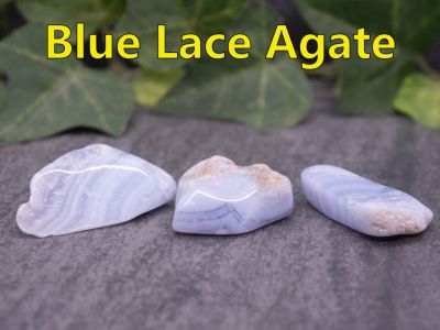 Blue Lace Agate
Blue lace agate is a type of chalcedony, which is a variety of quartz..  It's a great calming stone and is mined in Namibia and Malawi, Africa.

